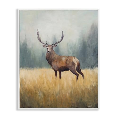 Stupell Industries Forest Royalty Elk White Framed Giclee Art, design by Julia…