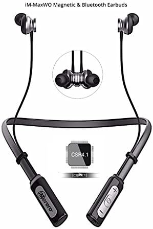 Bluetooth Earphones by iMorero Beats - Wireless HD Stereo Sweatproof Earbuds, Sports/Music Magnetic Headphones, up to 12 Hrs Battery for Maxi Workout, Perfect for Gym, Android/iOS Devices