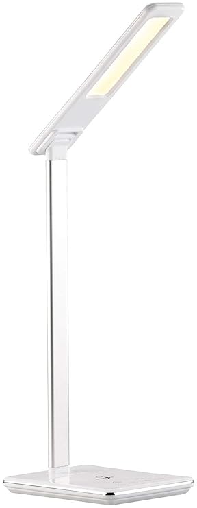 Lunartec Tageslichtlampe: Schreibtisch-Lampe, Qi-kompatibel, 4 Lichtfarben, 800 Lumen, dimmbar (Kabellose LED Schreibtischlam