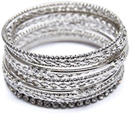 Womens stainless steel high polished 13- pieces stackable bangle bracelet