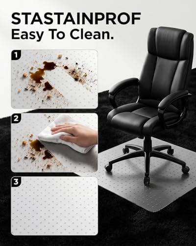 PVC Office Chair Mat for Carpet Floors, 90x120 cm Non-Slip Clear Floor Protectors, 2.2mm Thick Plastic Desk Chair Mat, Anti-Scratch Floor Protection Mat for Home Office Computer Desk Rolling Chair