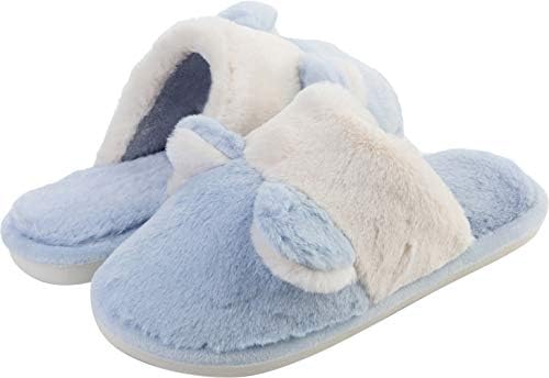 JINKUNL Womens Mens Furry House Shoes Winter Warm Memory Foam Clog Slippers Indoor & Outdoor