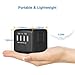 Universal Travel Adapter, International Power Adapter with 4 USB, Travel Plug Adapter for US, EU, UK, AU 150+ Countries, All in One European Adapter for iPhone, Android, All USB Devices- Black