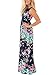 roswear Women's Summer Casual Floral Print Racerback Sleeveless Tunic Maxi Dress Blue MT Medium