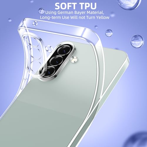 Viojrlra Case for Samsung Galaxy A56 5G with 2 Pieces Tempered Glass Screen Protector, Transparent Soft TPU Silicone Case, Anti-Shock, Anti-Scratch Case for Samsung A56