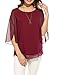 Hount Women Casual Loose Pullover Chiffon Blouse 3/4 Sleeve Solid Chiffon Shirt