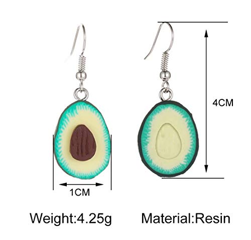 TMROW 3D Avocado Dangle Earrings Cute Love Heart Oval Soft Ceramic Hook Earrings Green Plant Fruit Hypoallergenic Ear for Women Girls Jewelry