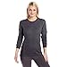 100% Merino Wool - Women's Midweight Base Layer - Long Sleeve Crew - Charcoal Gray - Large