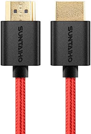 Suntaiho High Speed HDMI Cable (3 Meter) With Ethernet - HDMI 1.4 Version - Braided Cord - Gold Plated Connectors - Extender Cable for Mac Pro,Smart TV,PS4 and More (Black/Red)