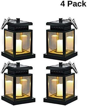 Solar LED Candle Lantern Light for Beach Umbrella Tree Pavilion Garden Yard Lawn Outdoor, Auto On Off - 4 PACK