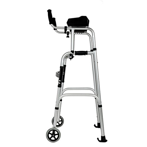 Wheel Walking Frame with Armrest Support Pad Thick Aluminum Alloy Rehabilitation Auxiliary Walking Frame Elderly Walking Aid Height Adjustable