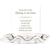 Healing Is Not Linear Self Love Highs and Lows Wave Ring, 925 Sterling Silver Personalized Stacking Self Love Ring, Inspirational Wave Encouraged Ring Jewelry Gift for Women