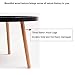 Round Side Table, White Nightstand Coffee End Table for Living Room, Bedroom, Small Spaces, Easy Assembly Modern Home Decor Bedside Table with Natural Wood Legs, 24x 20 Inches