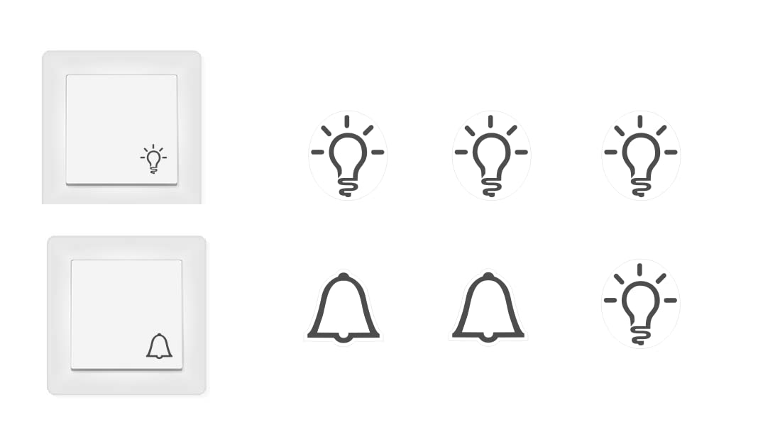 Smart Home Switch Sticker Set with Light and Bells Sticker (RP26) (10 mm)