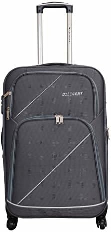 Diligent Smart Travel Case Polyester 24 Inch Grey Soft Sided Suitcase