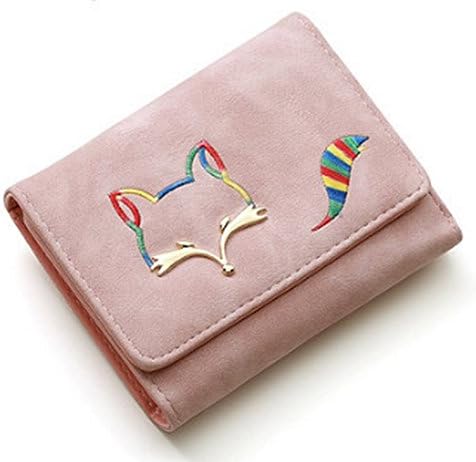 Amazon Mt On Do レディース 財布 キツネ 折り畳み コンパクト カラフル 刺繍 個性 三つ折り 小銭入れ パスケース クラッチ ウォレット ピンク 財布