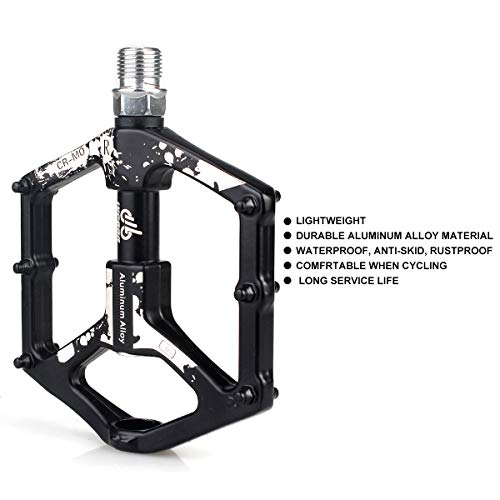 LYCAON Bicycle Pedals Aluminum Alloy Casting Body 2DU Bearing Lightweight Road Mountain Bike Pedals for MTB BMX (Black) - Thumbnail 2