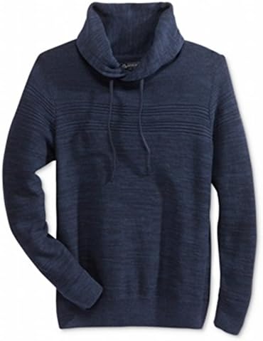 NEW AMERICAN RAG NAVY KNITTED W THERMAL STRIPE FUNNEL NECK SNOOD SWEATER SZ L
