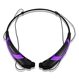 Rymemo Wireless Bluetooth 4.1 Music Stereo Universal Headset Headphones Vibration Neckband Style Earphone Earpiece for Cellphone,Purple-Black