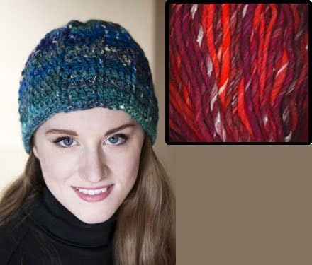 "Spokes Pattern" Hat Crochet Kit in Mushishi Big yarn - FIREY REDS