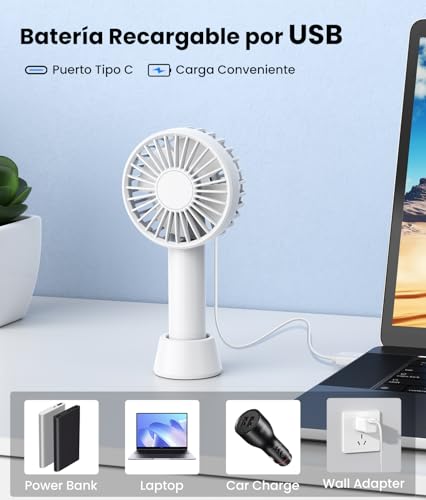 PALATALA Portable Mini Handheld Fan, 5 Speed Silent USB Portable Fan, Ventoinha Rechargeable Small Battery Operated Fan, Fans Table Desk for Office, Travel