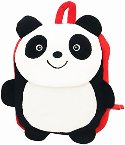 Kids Plush School Bag Panda Plushie Pre School Backpack Snack Bag Travel Bag, Red