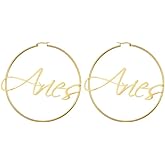 Boho Horoscope 12 Zodiac Sign Hoop Earrings 18k Gold Plated Womens Fashion Jewelry Astrology Inspired Jewelry Women Teens Hypoallergenic Lightweight Hoop Earrings