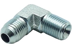 CDQBWKJGFJ 1 Piece 3/8" Male JIC (9/16"-18 Tpi) x 1/4" Male NPT Hydraulic Fitting 37° Flare to 90° Elbow Pipe Adapter