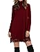 Leadingstar Women Knitting Turtleneck Long Sleeve Loose Lace Cotton Casual Dress (M, Wine Red 2)