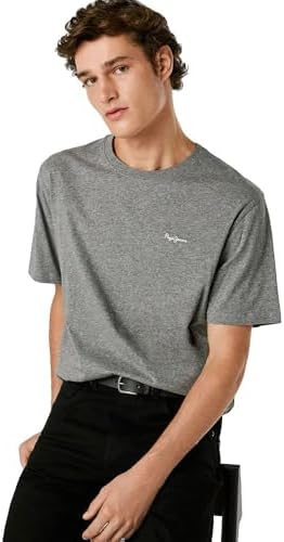 Camiseta de Contraste Connor para Hombre, Gris (Gris Jaspeado), XS