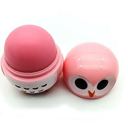 Potato001 Cartoon Owl Smooth Moisturizing Nourishing Natural Plant Sphere Lady Lip Balm size Peach Flavor (Pink)