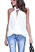 FARYSAYS Women's Summer Sleeveless High Neck Halter Cami Tank Tops White