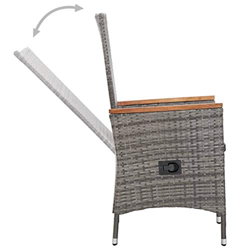 Festnight 9-TLG. Garten-Essgruppe mit Auflagen Gartenmöbel Set Sitzgarnitur Gartengarnitur Sitzgruppe Gartengruppe Rattan Set Tisch und 8 Stuhl Set Poly Rattan Grau – Bild 6