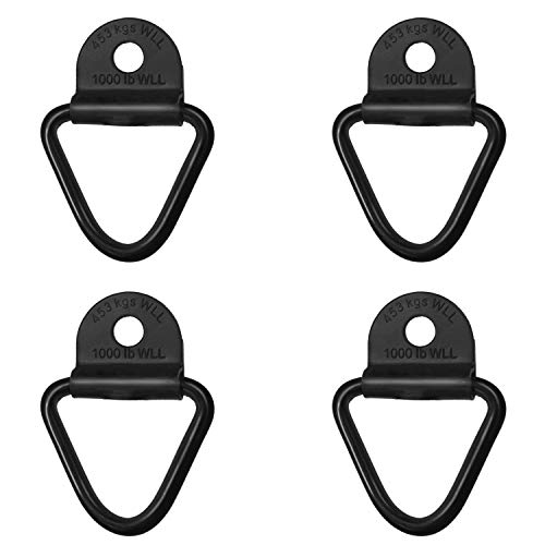 MOEBULB Cargo Tie-Down V-Ring Anchors 4-Pack Black Steel Bolton Trailer V-Ring Tie Down for Trailers, Trucks and Warehouses Replacement for D-Ring Plastic Flush Mount Pan Fitting Tiedown