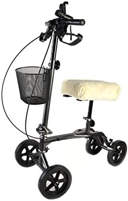 Chivasing Steerable Knee Scooters Accessories With Pad Cover Basket Cellphone Holder And Flashlight Knee Rolling Walkers For Legs And Feet Inconvenience Or Rental (Black)