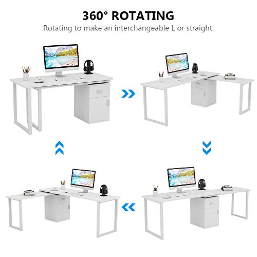 Tribesigns Rotating LShaped Computer Desk, 55" Modern Corner Computer Desk Large Study