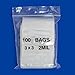 JewelrySupply Clear Plastic Reclosable Zipper Bags 3x3 (Package of 100)
