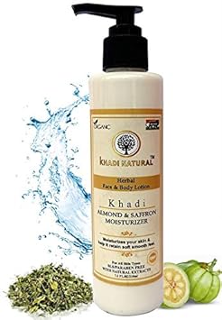 Khadi Natural Herbal Almond & Saffron Face/Body Lotion (210ml)
