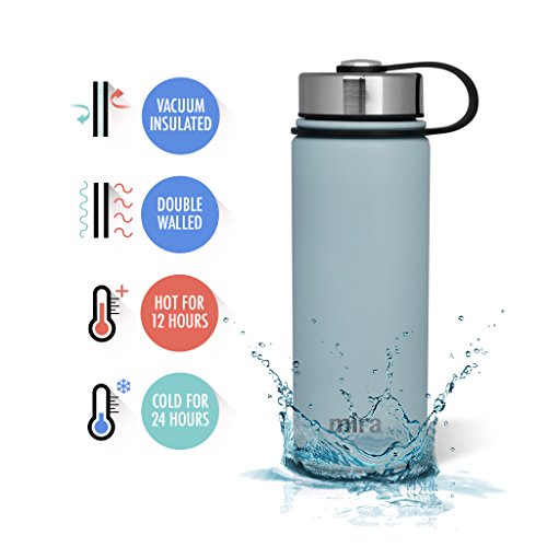 image for MIRA 18 Oz Stainless Steel Vacuum Insulated Wide Mouth Water Bottle wi