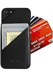 iPhone SE/5/5S Wallet Case - Card Holder Up to 8 Cards Plus Cash - Slim Eco Leather Black - HUSKK