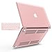 IBENZER Compatible with MacBook Pro 15 Inch Case 2015 2014 2013 2012 A1398, Hard Shell Case with Keyboard Cover for Old Version Apple Mac Pro Retina 15, Rose Quartz, R1501RQ+1