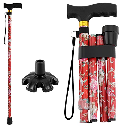 All Terrain Walking Cane for Man/Woman - Adjustable Shock Absorption Cane with Floral Surface Print, Canes for Women, Canes for Women for Stability - Lightweight Senior Balance Support Cane