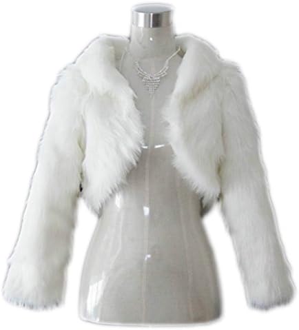 YIYUANCHENGYIN Long Sleeve Faux Fur Wedding Bridal Jacket Bolero (ivory)