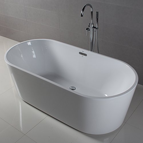 FerdY Freestanding Bathtub, Soaking Bath Tub, Stand Alone Tub for Bathroom, Contemporary Style