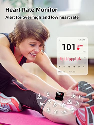 RERE ASW1 Smart Watch for Women, Alexa Built-in,1.69 inch Fitness Tracker with 14 Sport Modes, Blood Oxygen, Heart Rate, Sleep Monitor, 5ATM Waterproof, 10 Day Battery Life, Pink