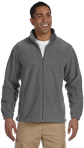Harriton Men's 8 oz. Full-Zip Fleece - CHARCOAL - S M990-simple at