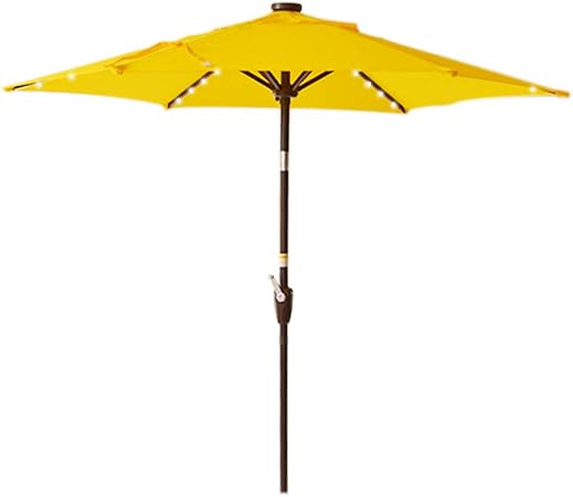 Amazon Com Sundale Outdoor 7 5 Ft Solar Powered 30 Led Lighted Patio Umbrella Table Market Umbrella With Push Button Tilt For Garden Deck Backyard Pool Polyester Canopy Yellow Garden Outdoor