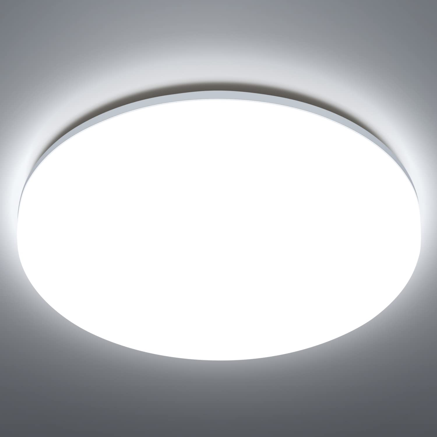 Aigostar Modern Flush LED Ceiling Light, 18W 2100lm, IP54 Waterproof, 6500K, 136W Equivalent for Kitchen, Bedroom