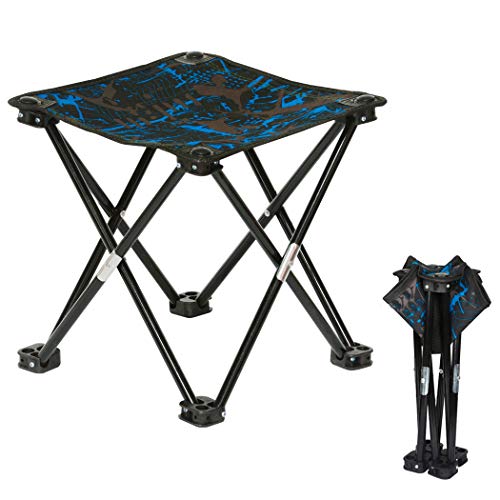 Folding Camping Stool, Portable Chair with Carry Bag for Outdoor Fishing Sporting Hiking Beach Park Gardening Little Stools (10.2″x10.2″x9.4″,Blue)