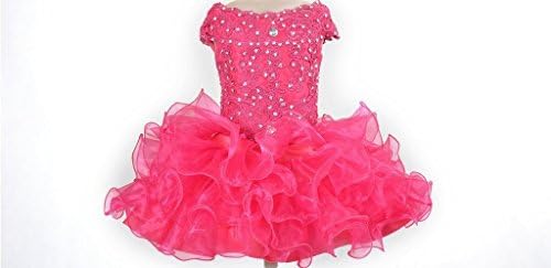 Dexin Baby Girls' Lace Cupcakes Corset Toddler Mini Birthday Dress 6 US Hot Pink